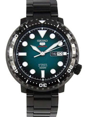 Orologio Seiko Sports nero, quadrante turchese, lunetta nera, giorno-data THU 10