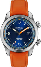 Bremont Argonaut Azure Automatico Uomo 42 mm Acciaio Temprato Quadrante Blu Lunetta Interna Vetro Zaffiro Cronometro BE-92AV Caucciù Arancione 300 m Ref. ARGONAUT-BL-R-S