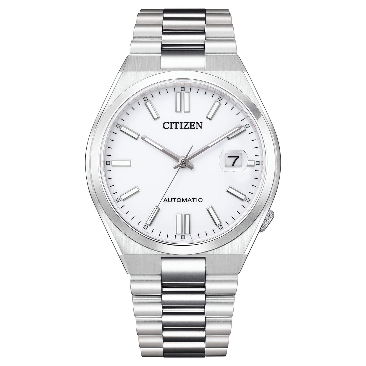 Citizen Tsuyosa Automatico Uomo 40 mm Acciaio Quadrante Bianco Vetro Zaffiro Lente Data Calibro 8210 Bracciale Acciaio 50 m Ref. NJ0150-81A Oasi Watch