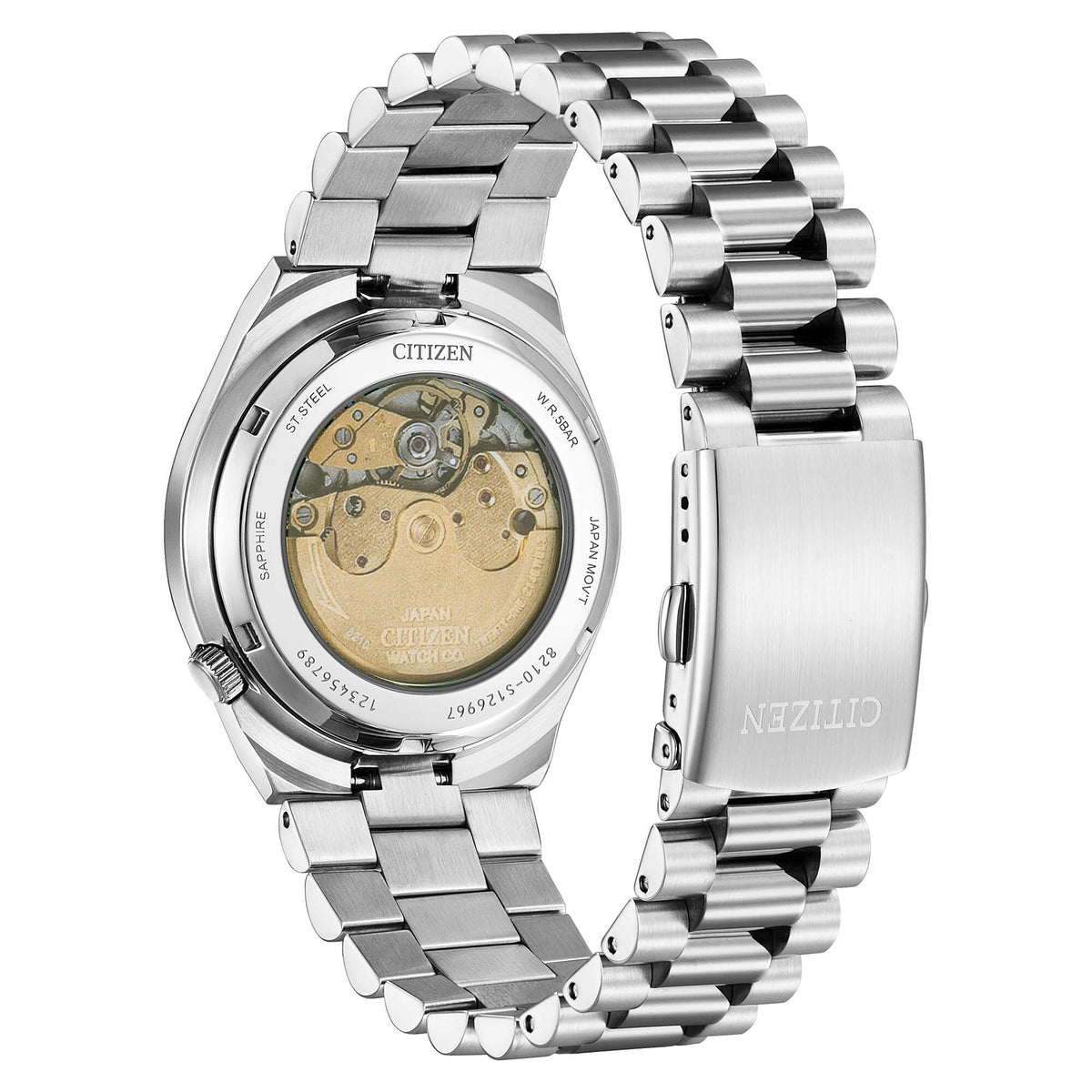 Citizen Tsuyosa Automatico Uomo 40 mm Acciaio Quadrante Bianco Vetro Zaffiro Lente Data Calibro 8210 Bracciale Acciaio 50 m Ref. NJ0150-81A