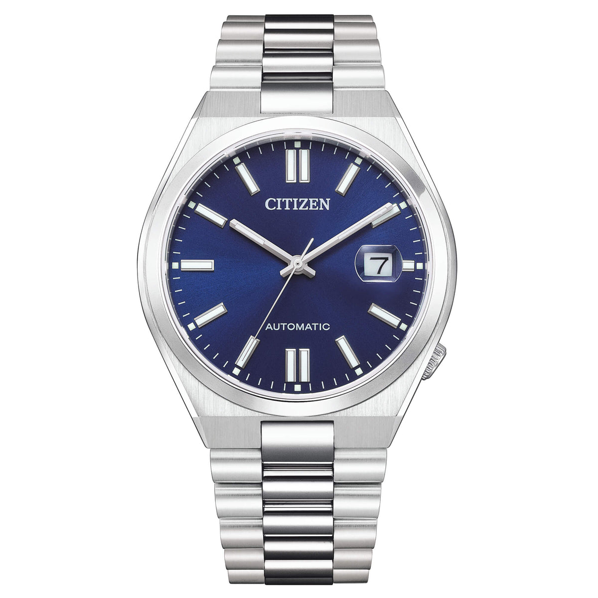 Citizen Tsuyosa Automatico Uomo 40 mm Acciaio Quadrante Blu Soleil Vetro Zaffiro Antiriflesso Lente Data Calibro 8210 Bracciale Acciaio 50 m Ref. NJ0150-81L