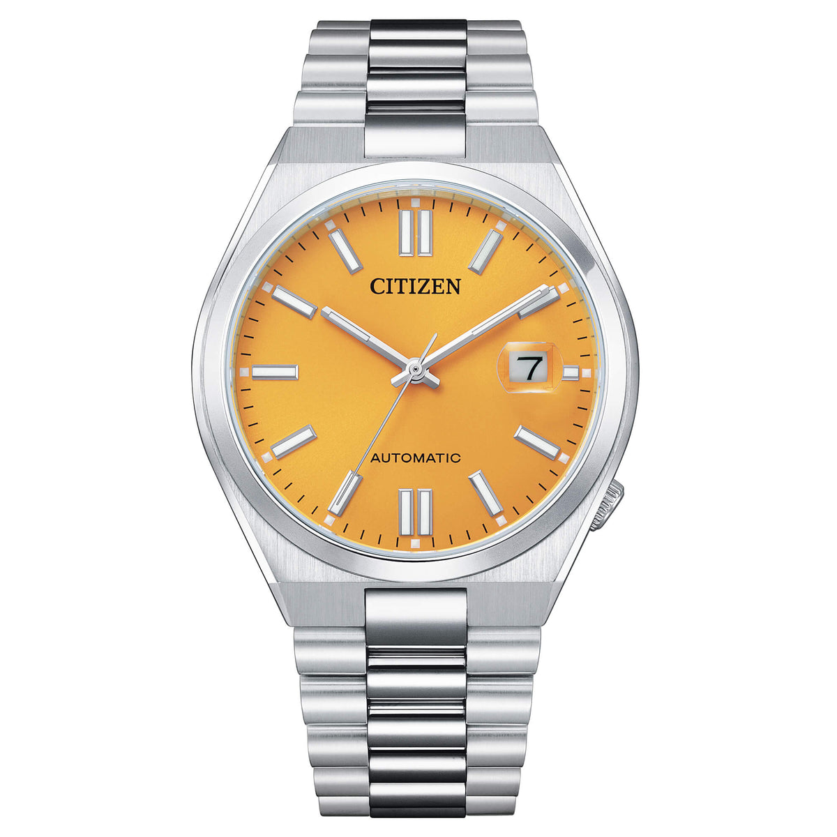 Citizen Tsuyosa Automatico Uomo 40 mm Acciaio Quadrante Giallo Soleil Vetro Zaffiro Data Calibro 8210 Bracciale Acciaio 50 m Ref. NJ0150-81Z