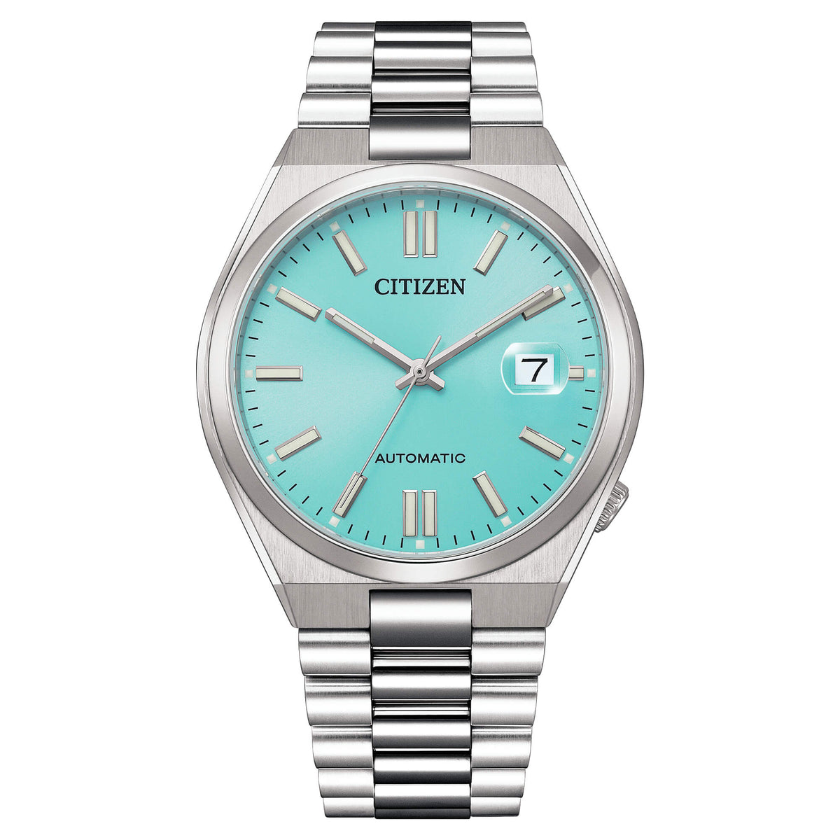 Citizen Tsuyosa Automatico Uomo 40 mm Acciaio Quadrante Turchese Azzurro Soleil Vetro Zaffiro Lente Data Calibro 8210 Bracciale Acciaio 50 m Ref. NJ0151-88M Oasi Watch