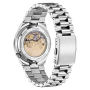 Orologio automatico da uomo con fondello a vista e bracciale in acciaio