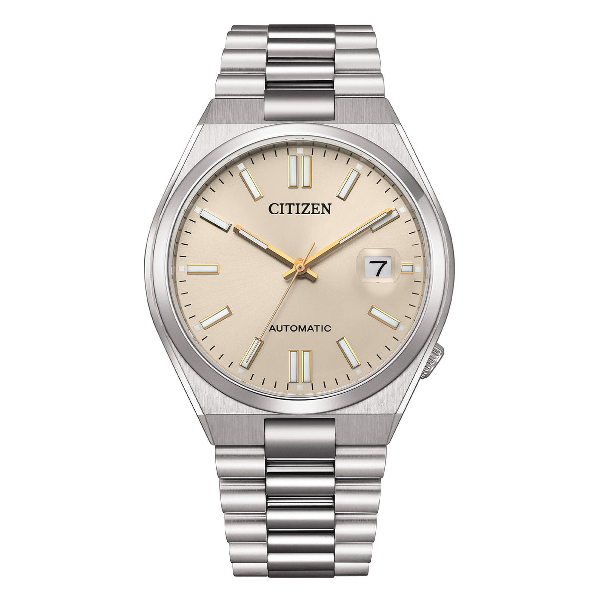 Citizen Tsuyosa Automatico Uomo 40 mm Acciaio Quadrante Beige Champagne Vetro Zaffiro Lente Data Calibro 8210 Bracciale Acciaio 50 m Ref. NJ0151-88W Oasi Watch