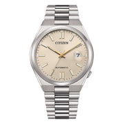 Citizen orologio automatico da uomo, quadrante beige champagne e bracciale acciaio