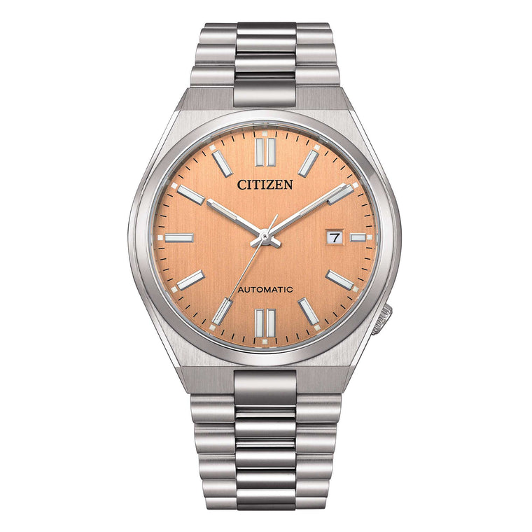 Citizen Tsuyosa Automatico Uomo 40 mm Acciaio Quadrante Salmone Vetro Zaffiro Data Calibro 8210 Bracciale Acciaio 50 m Ref. NJ0159-86Z