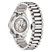 Orologio automatico uomo in acciaio, quadrante chiaro con dettagli blu, bracciale maglie