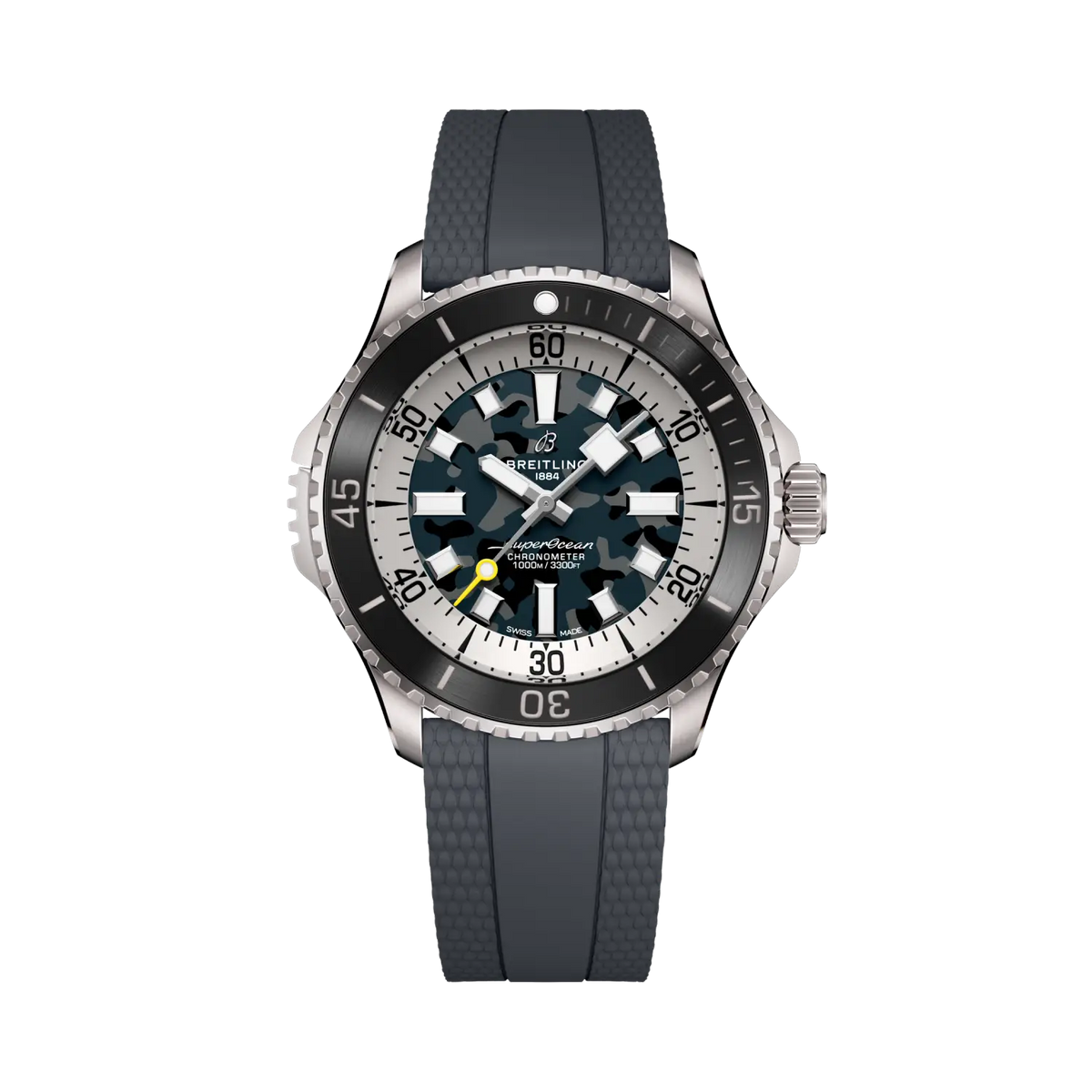 Orologio subacqueo da uomo con quadrante mimetico e cinturino nero in gomma