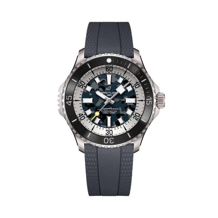 Breitling Superocean Automatic 46 Super Diver Uomo 46 mm Titanio Quadrante Nero Mimetico Calibro 10 Caucciù Antracite 1000 m Ref. E10379351B1S1