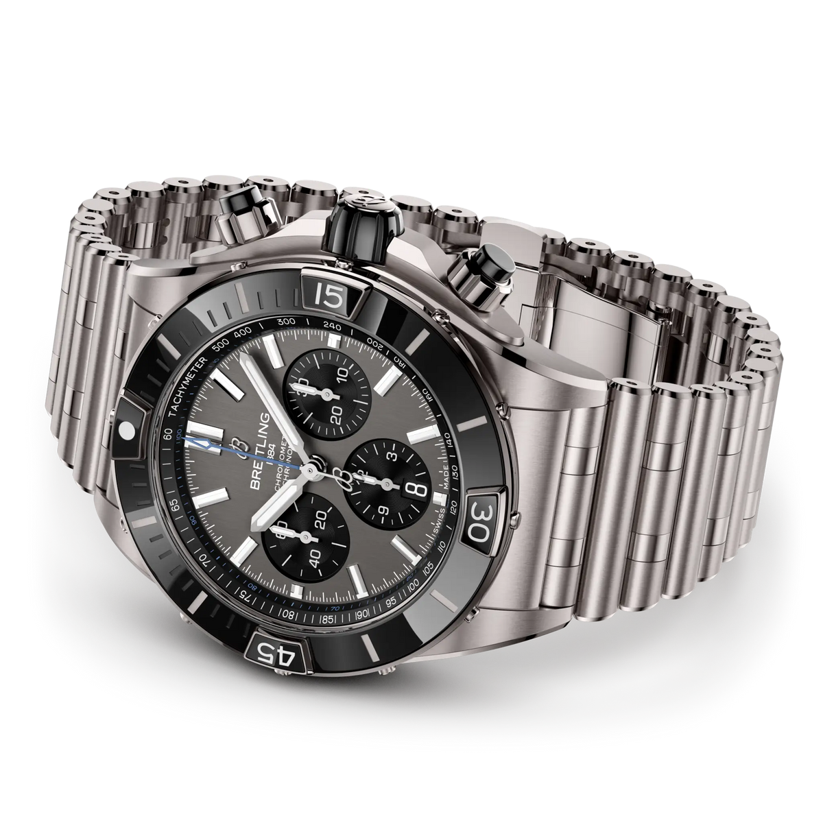 Breitling Super Chronomat B01 44 Cronografo Automatico Uomo 44 mm Titanio Quadrante Antracite Calibro B01 COSC Bracciale Rouleaux Ref. EB0136251M1E1