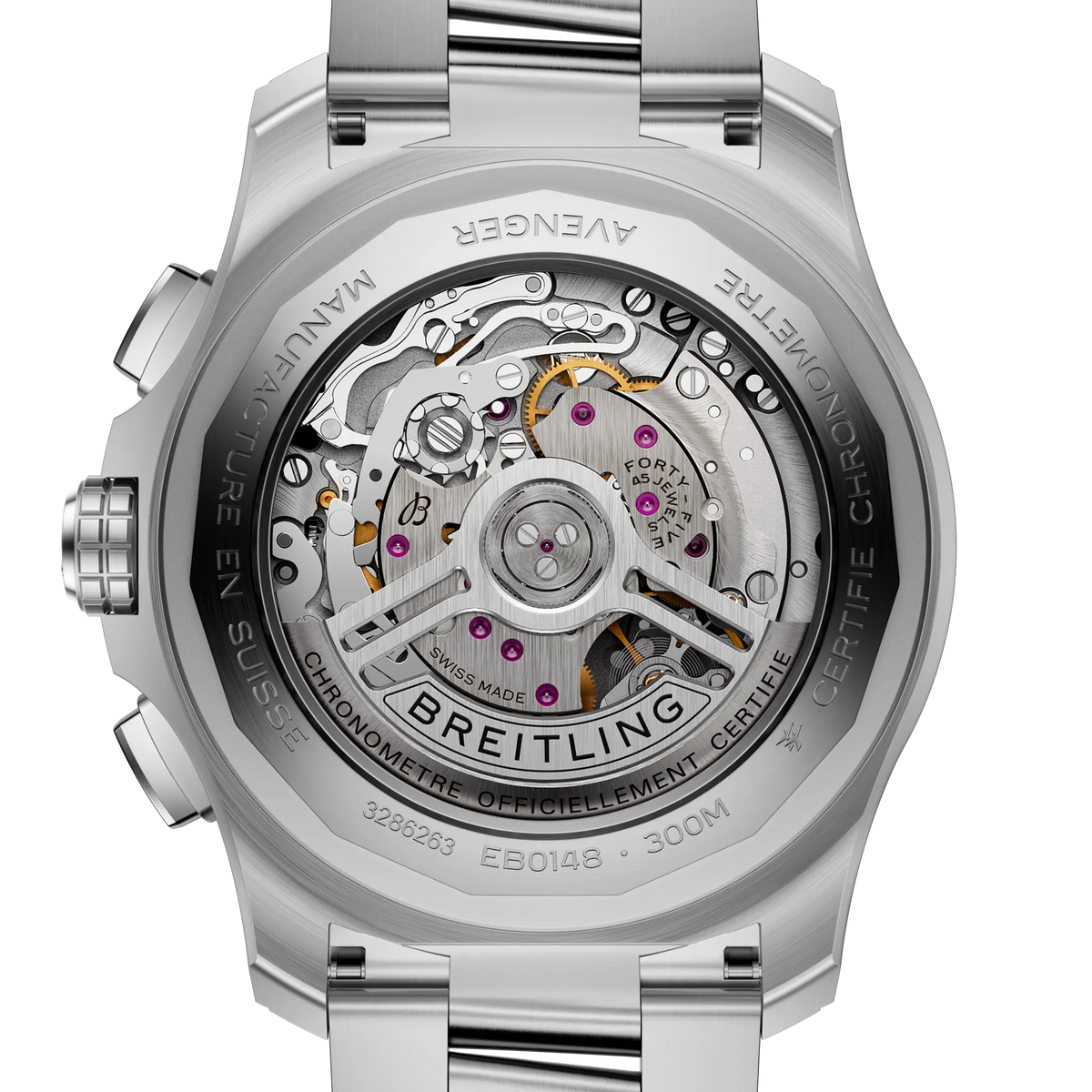 Orologio titanio con fondello a vista e incisioni, bracciale in maglie