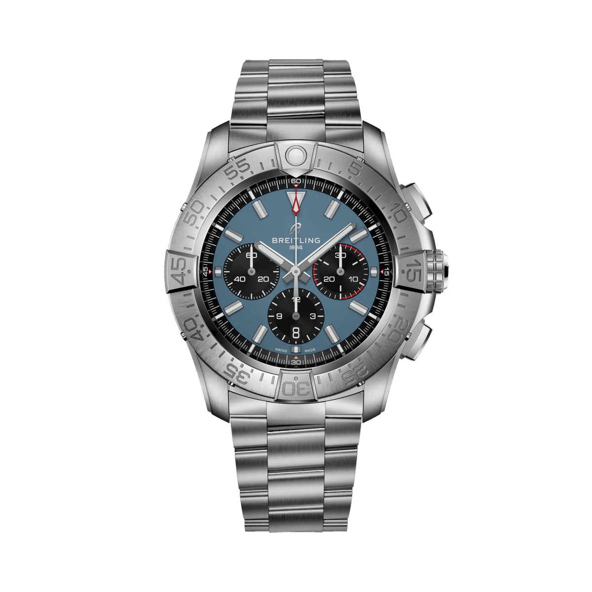 Orologio Breitling Super Avenger titanio con quadrante blu e bracciale a maglie