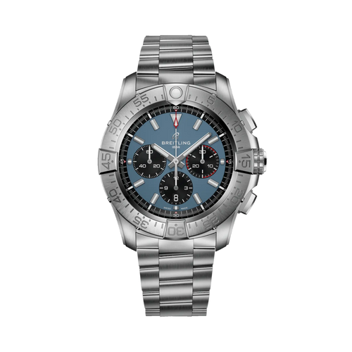 Orologio Breitling Super Avenger titanio con quadrante blu e bracciale a maglie