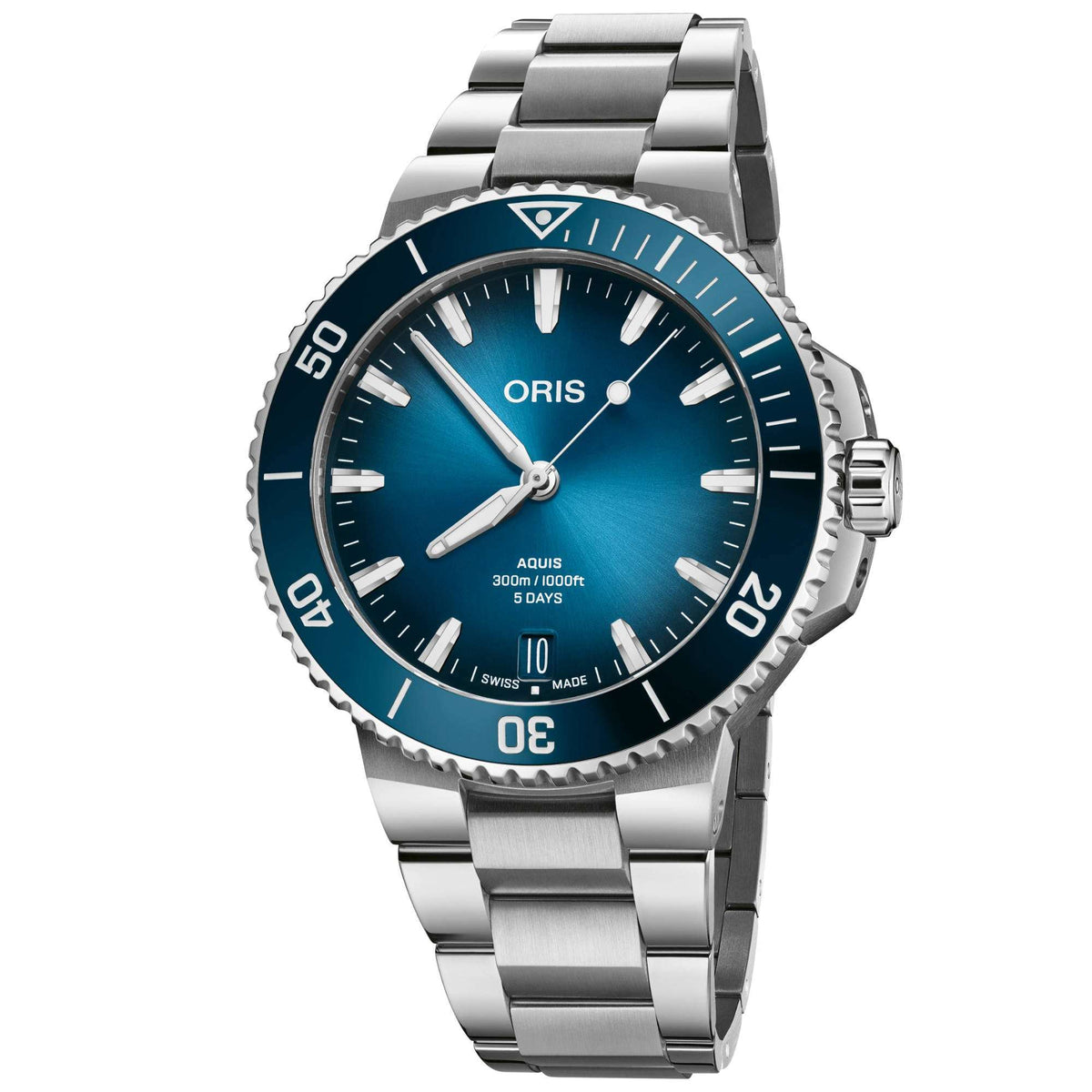 Oris Aquis Date Uomo Swiss Made 43,5 mm Quadrante Blu Acciaio Cinturino Acciaio Vetro Zaffiro Antiriflesso Automatico Calibro 733 Data Riserva 41 Ore Diver 300m Ref. 01 733 7789 4135-07 8 23 04PEB MDR