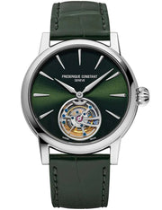 Orologio automatico da uomo con quadrante verde e cinturino in pelle verde scuro