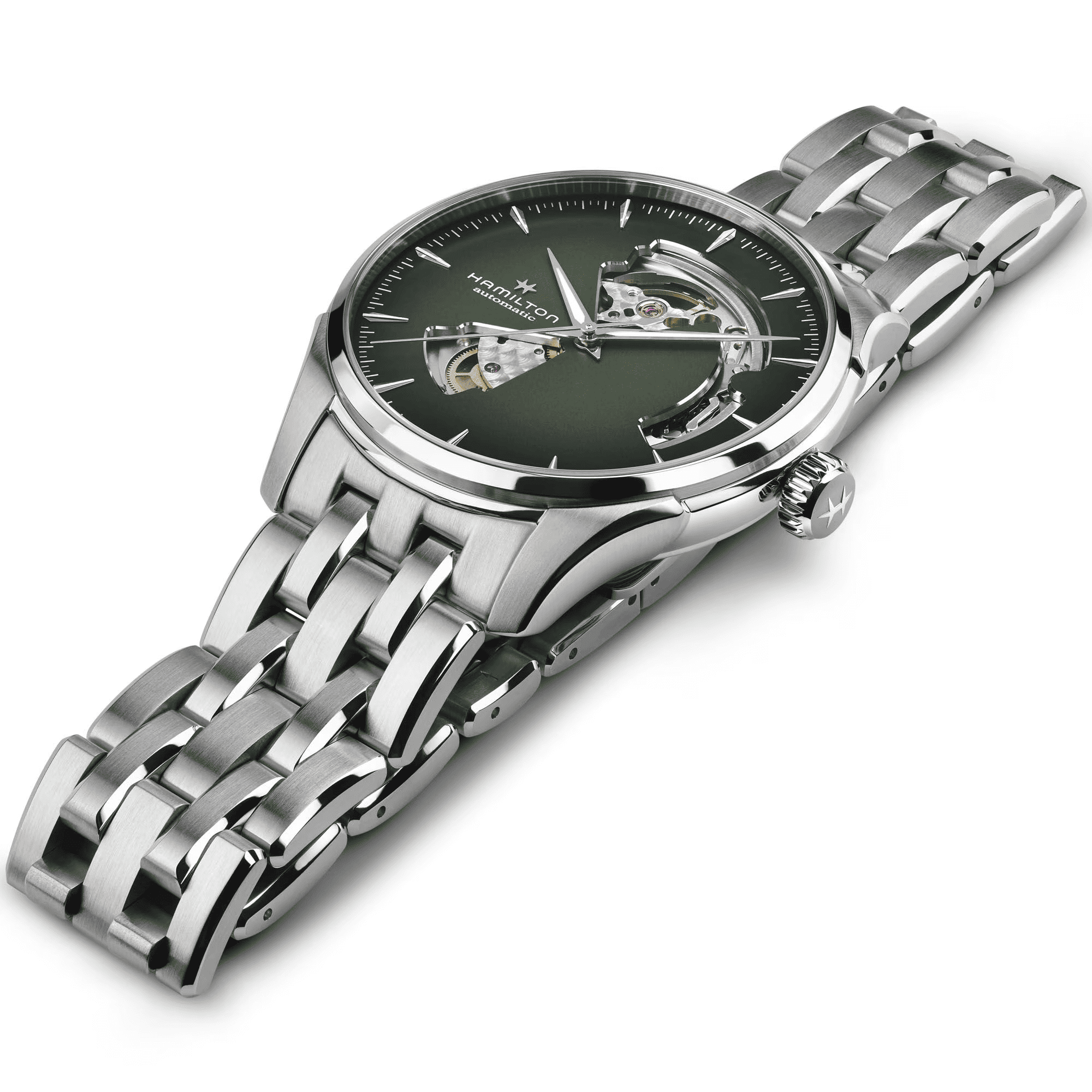 Orologio automatico cassa acciaio con quadrante verde e bracciale a maglie
