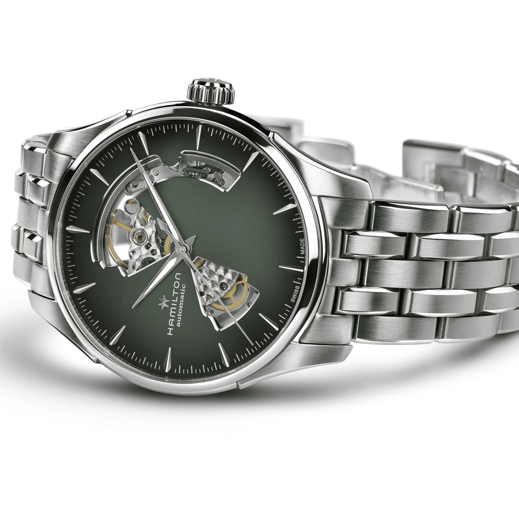 Orologio automatico scheletrato Hamilton con quadrante verde e cinturino in acciaio
