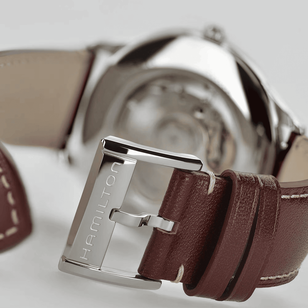 Orologio automatico: fibbia in acciaio e cinturino in pelle marrone