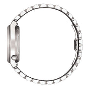 Orologio da polso in acciaio con bracciale a maglie e corona laterale