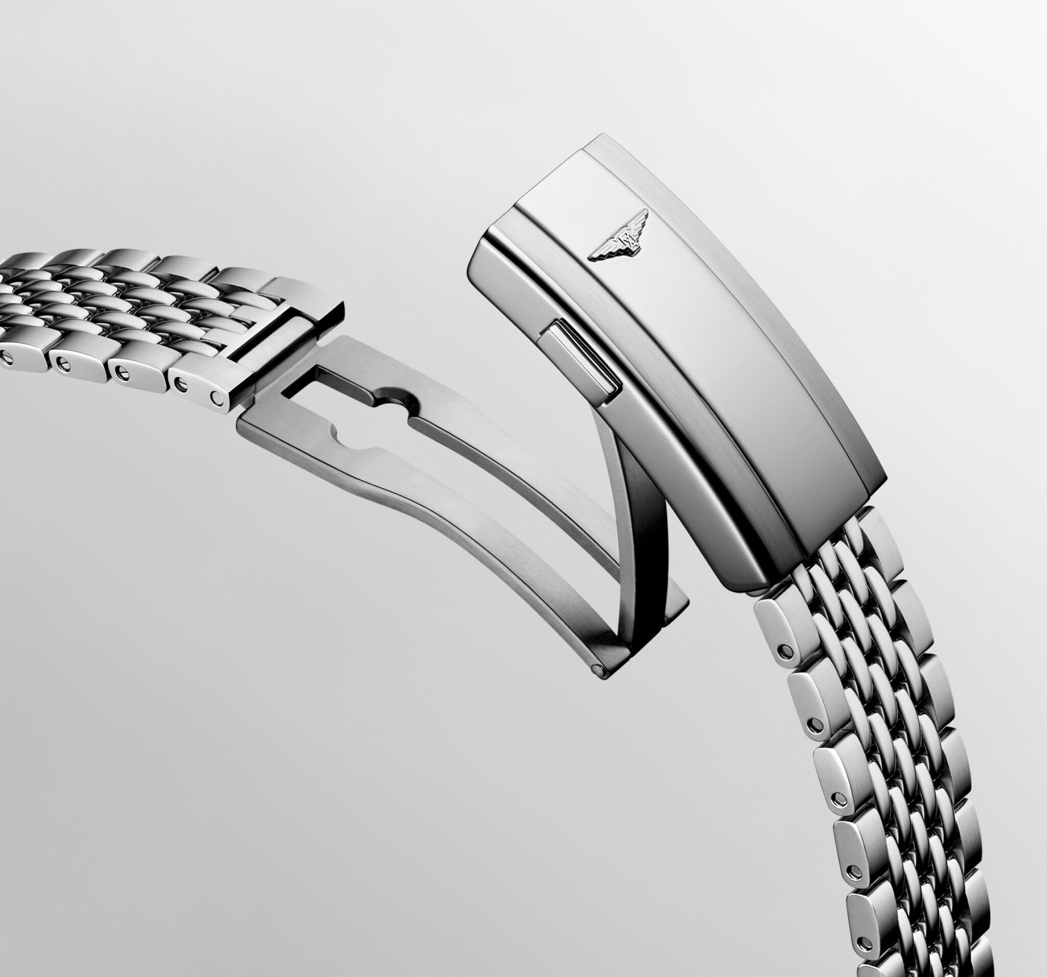 Orologio subacqueo automatico in acciaio con bracciale maglie e fondello con logo