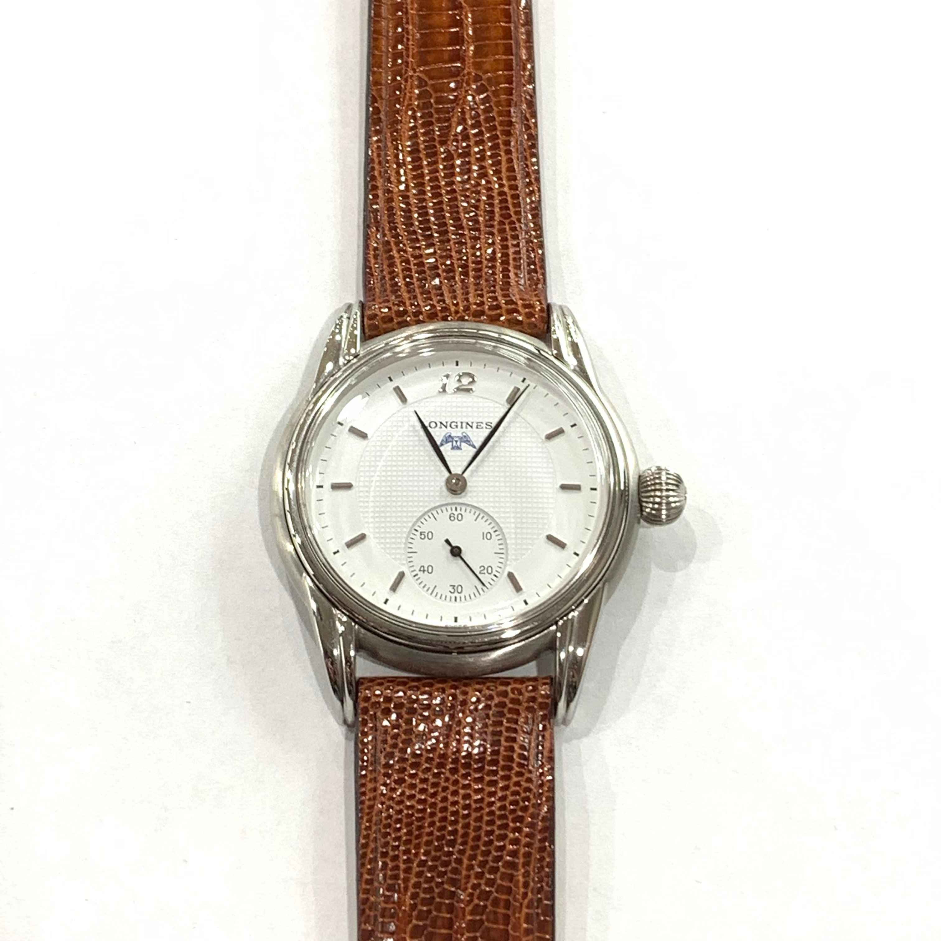 Orologio Longines 36 mm con quadrante bianco e cinturino in pelle marrone