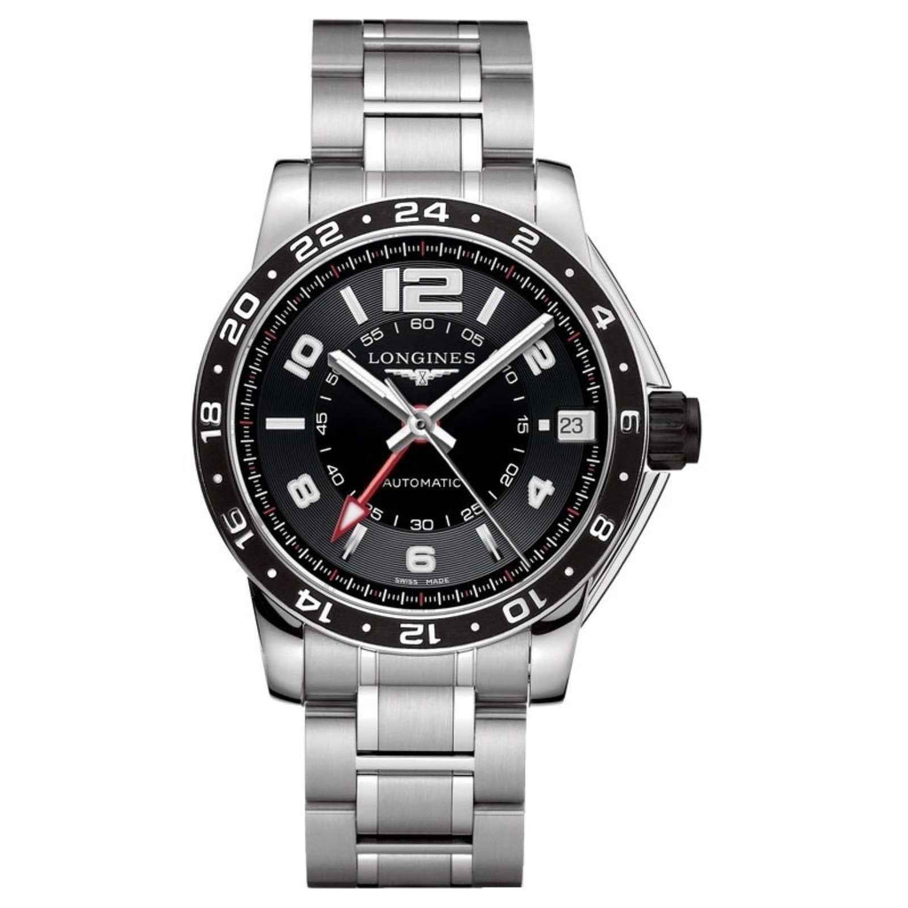 Orologio Longines Admiral GMT 42 mm acciaio: quadrante nero, lunetta 24h, data