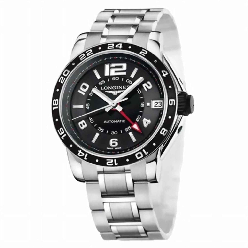 Orologio Admiral GMT 42 mm in acciaio, quadrante nero, lunetta 24h, corona
