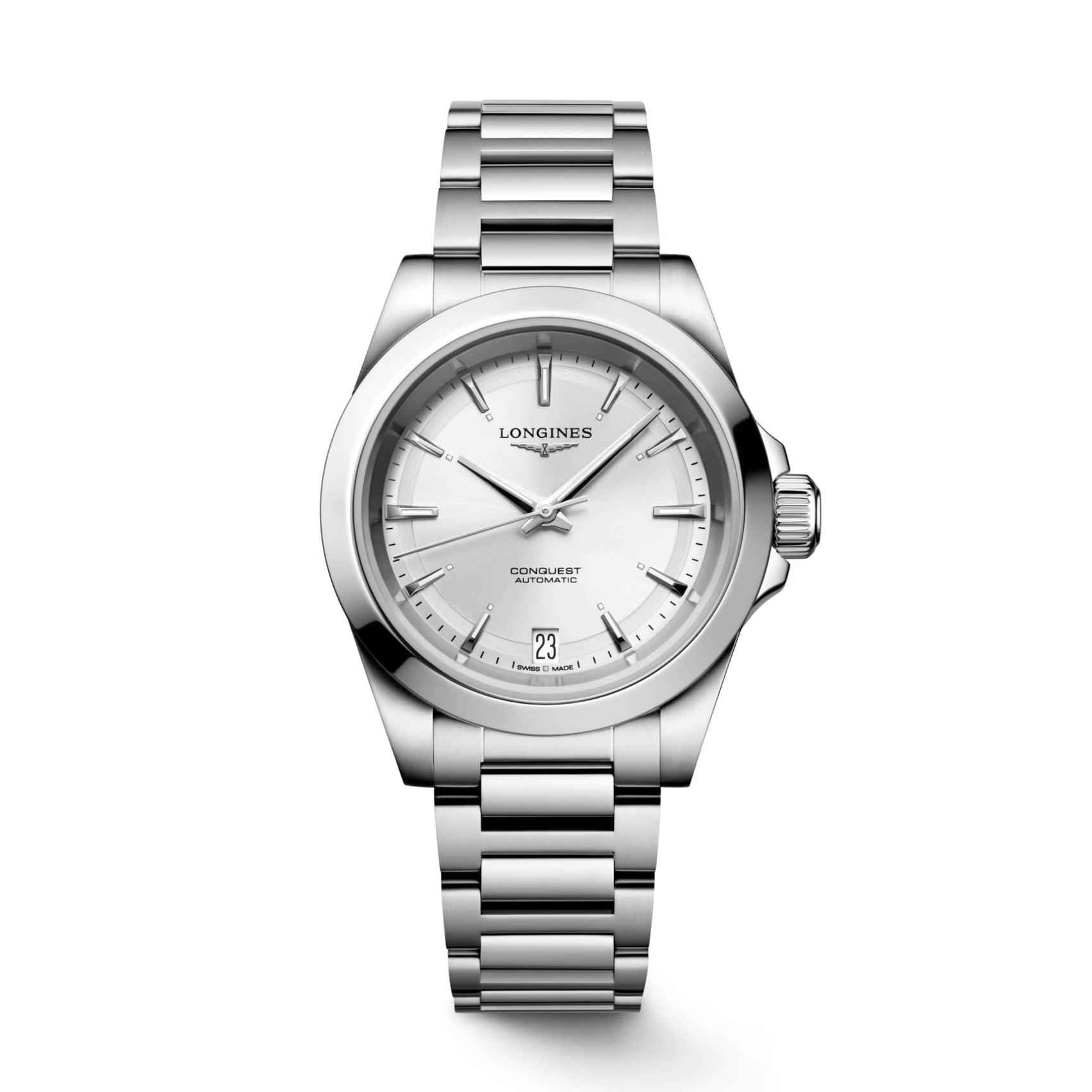 Orologio Longines Conquest automatico 34 mm argento con bracciale in acciaio