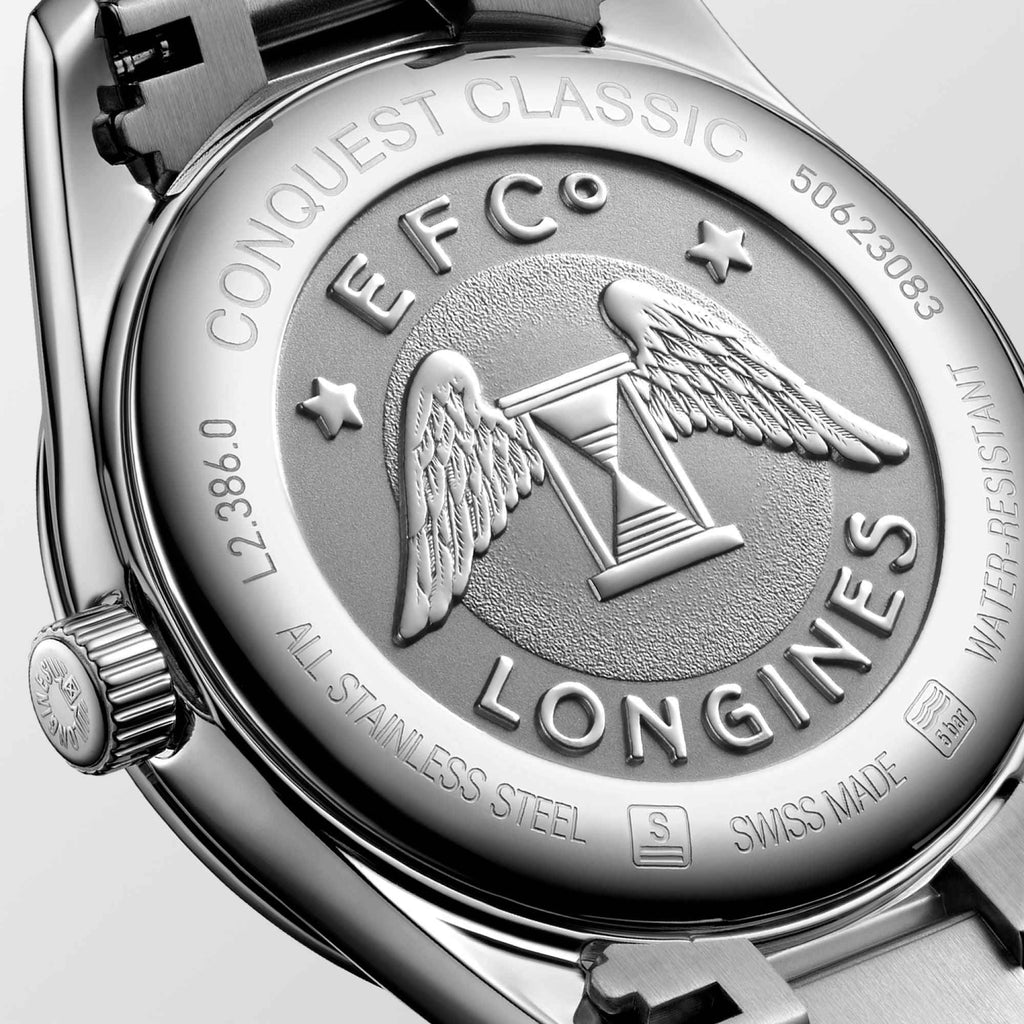 Fondello Orologio Longines Conquest Classic in acciaio con incisioni e Swiss Made