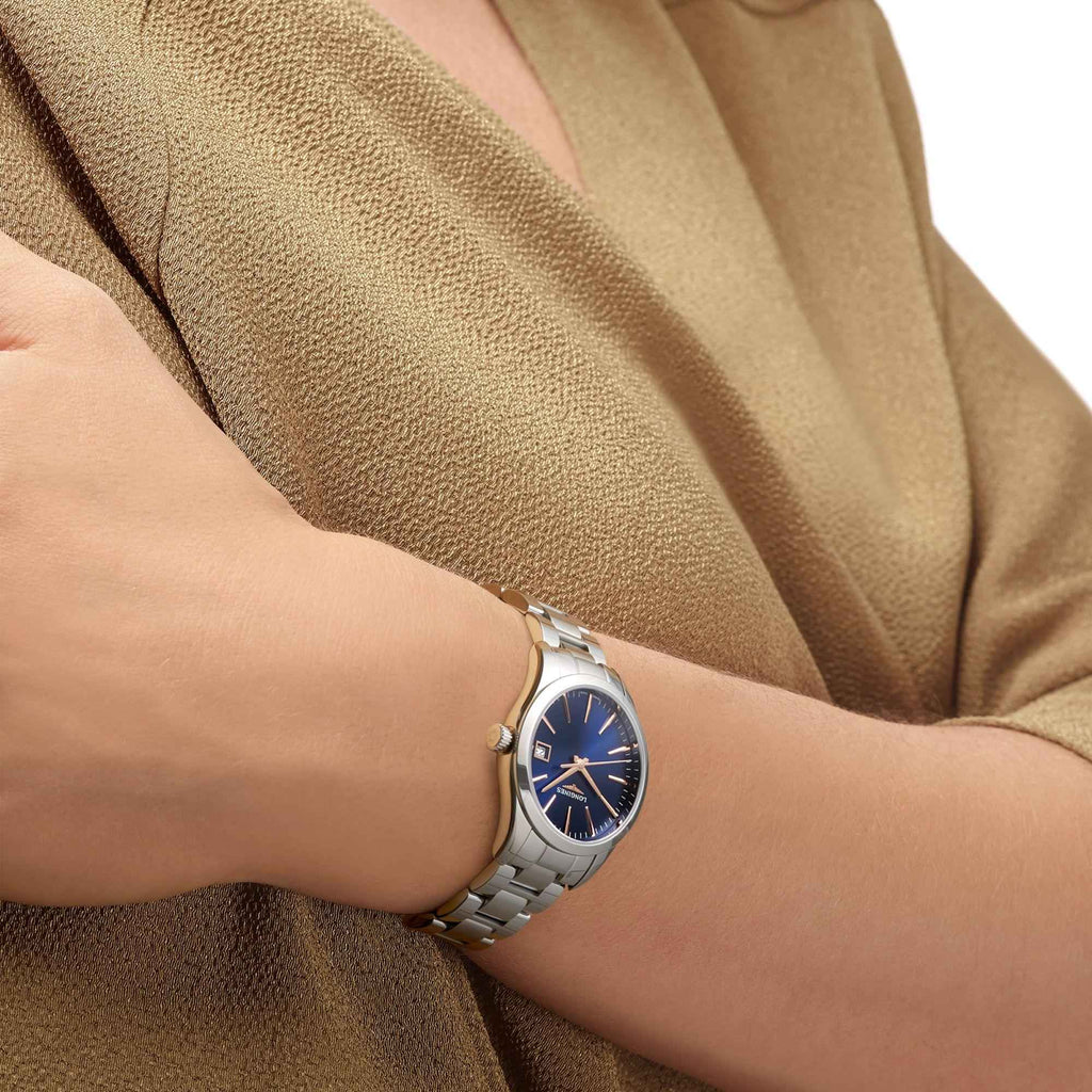 Orologio da polso donna con quadrante blu e bracciale in acciaio, 34 mm