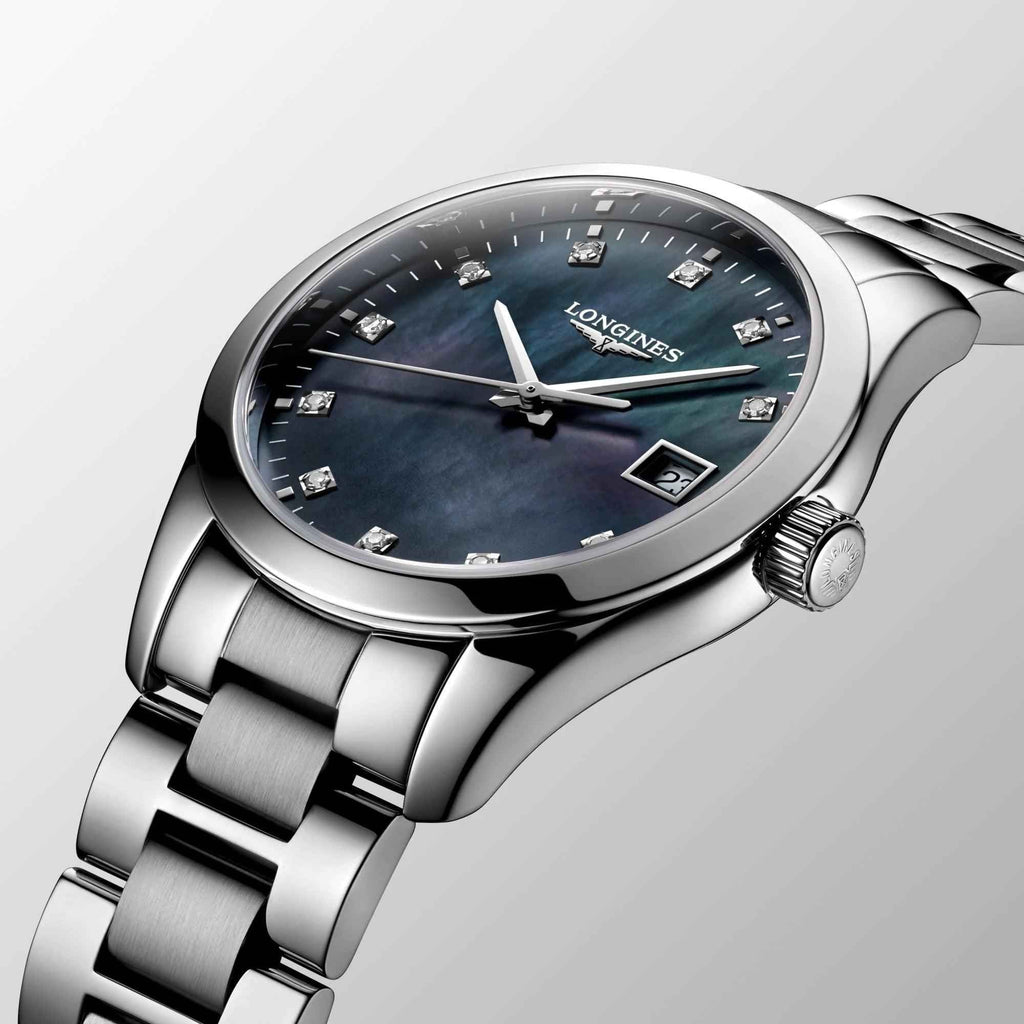 Orologio da polso Longines con bracciale in acciaio e quadrante scuro blu