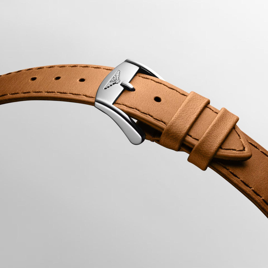Orologio automatico con cinturino in pelle marrone e fibbia acciaio lucida