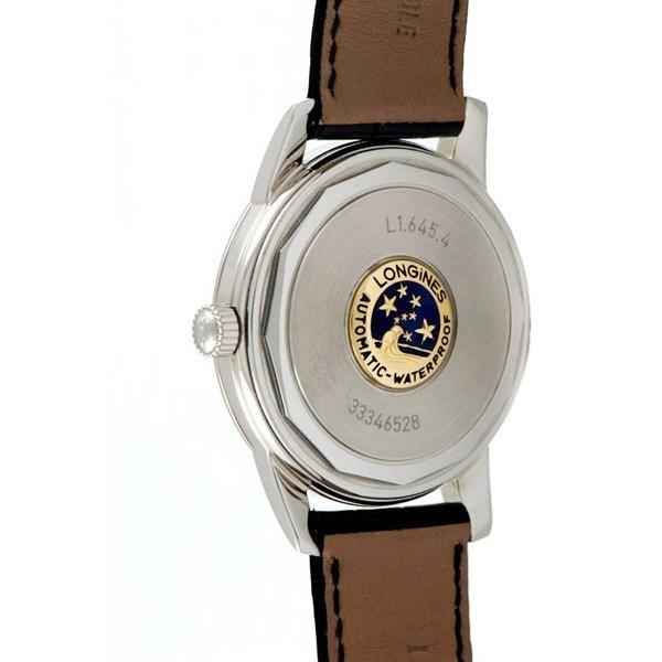 Fondello dell’orologio Longines Conquest con incisione e scritta L1.645.4, cinturino pelle