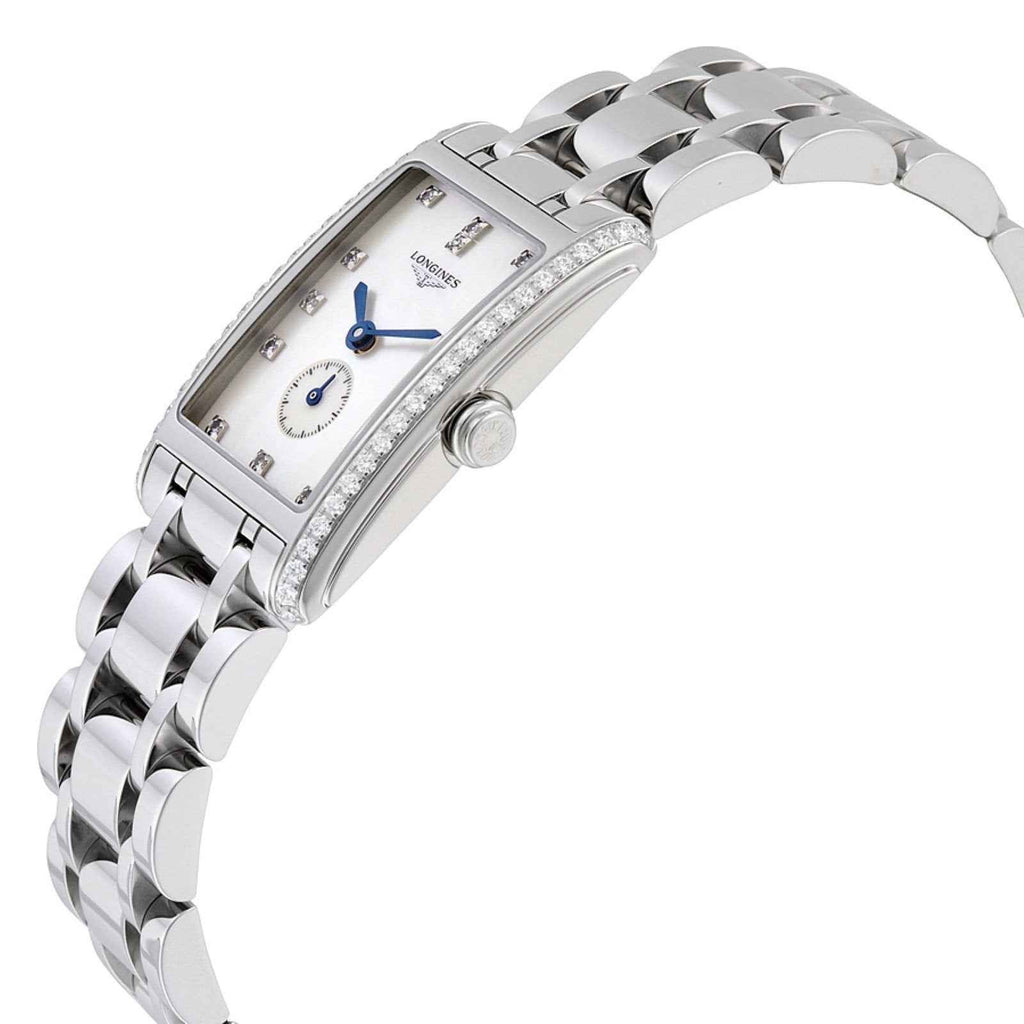 Orologio donna acciaio con quadrante madreperla, diamanti sulla lunetta e cinturino maglie