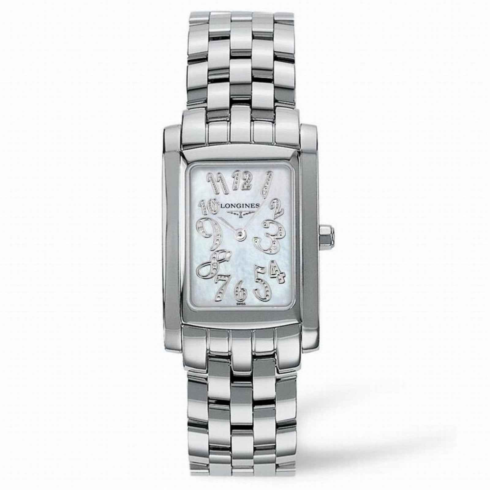 Orologio donna in acciaio con quadrante madreperla rettangolare e bracciale a maglie