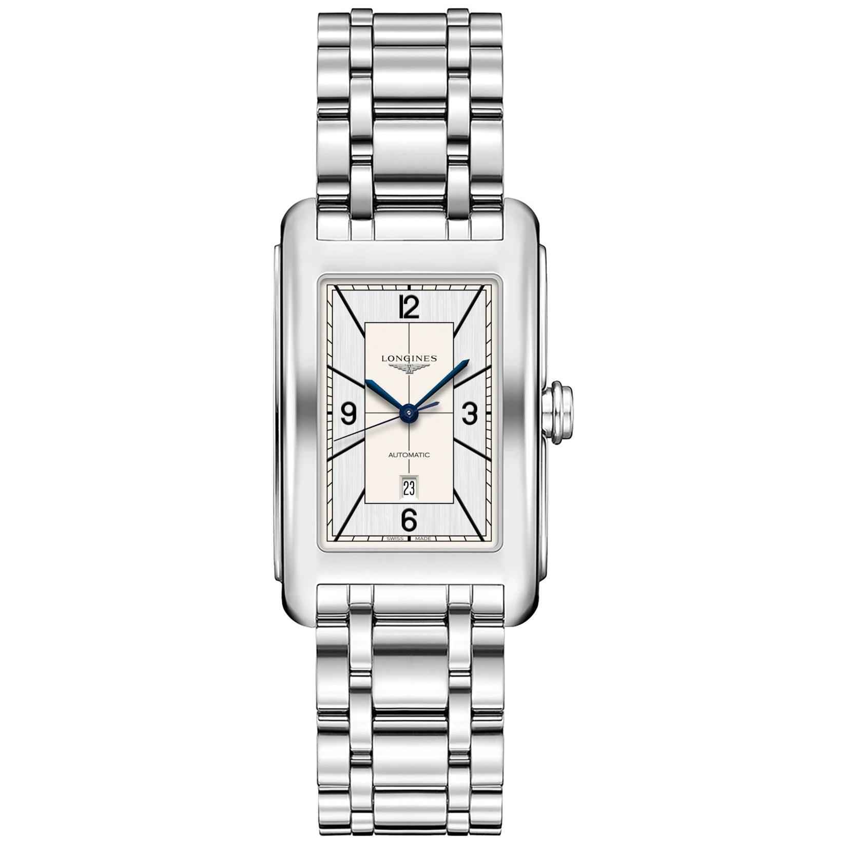 Orologio automatico Longines DolceVita con cinturino in acciaio e quadrante rettangolare