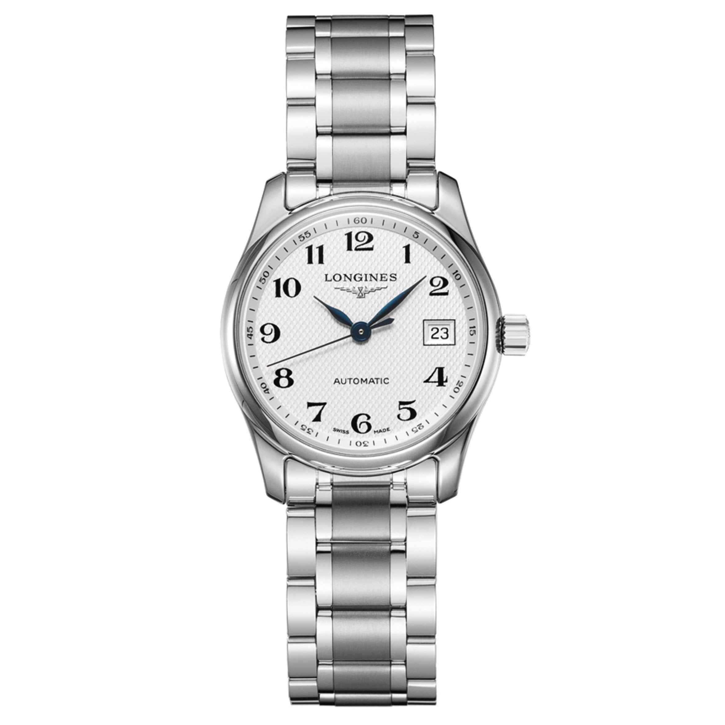 Orologio da donna Longines Master in acciaio 29 mm, quadrante bianco automatico con data