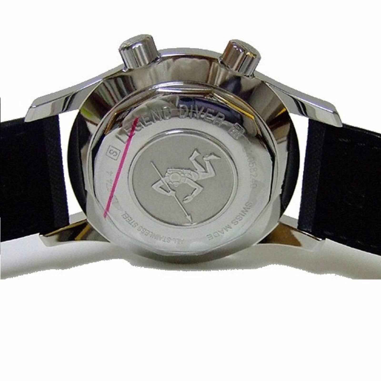 Fondello dell’orologio Longines con incisione, cassa acciaio e cinturino pelle nera