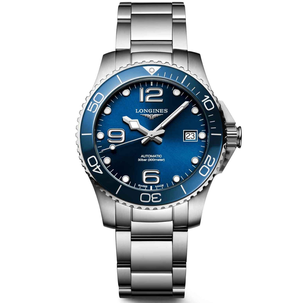 Orologio Longines HydroConquest in acciaio con quadrante blu automatico e data