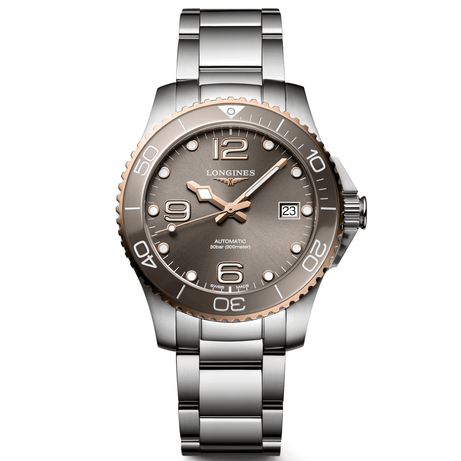 Orologio automatico subacqueo: quadrante grigio, bracciale acciaio PVD oro giallo