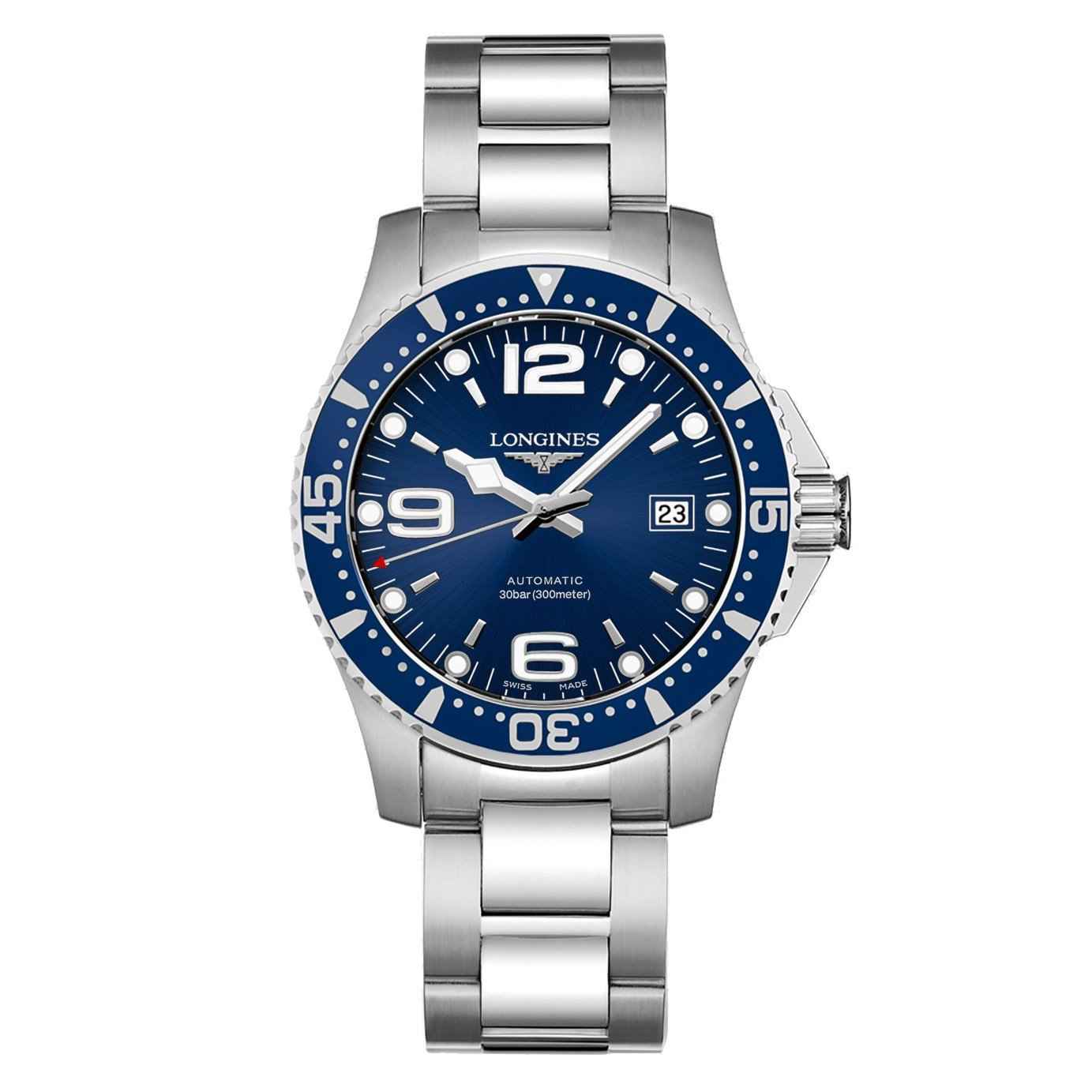 Orologio subacqueo in acciaio Longines HydroConquest 41 mm con quadrante blu e data