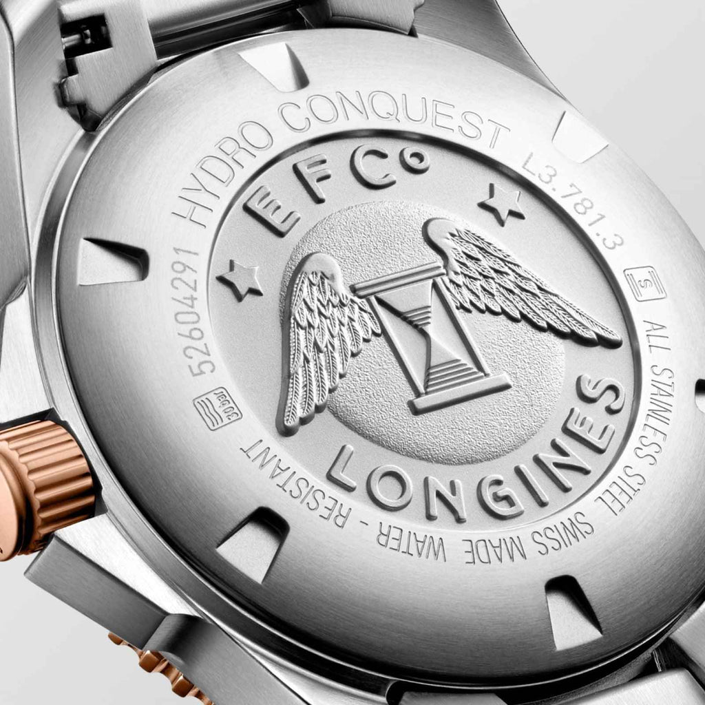 Fondello dell’orologio Longines HydroConquest 41mm in acciaio con incisioni
