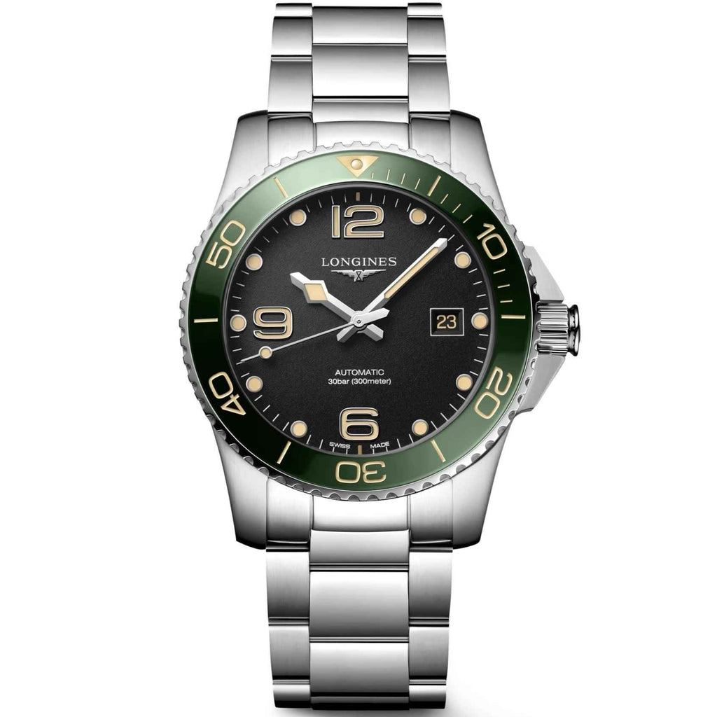 Orologio Longines Hydroconquest 41 mm nero automatico in acciaio, dettagli verdi