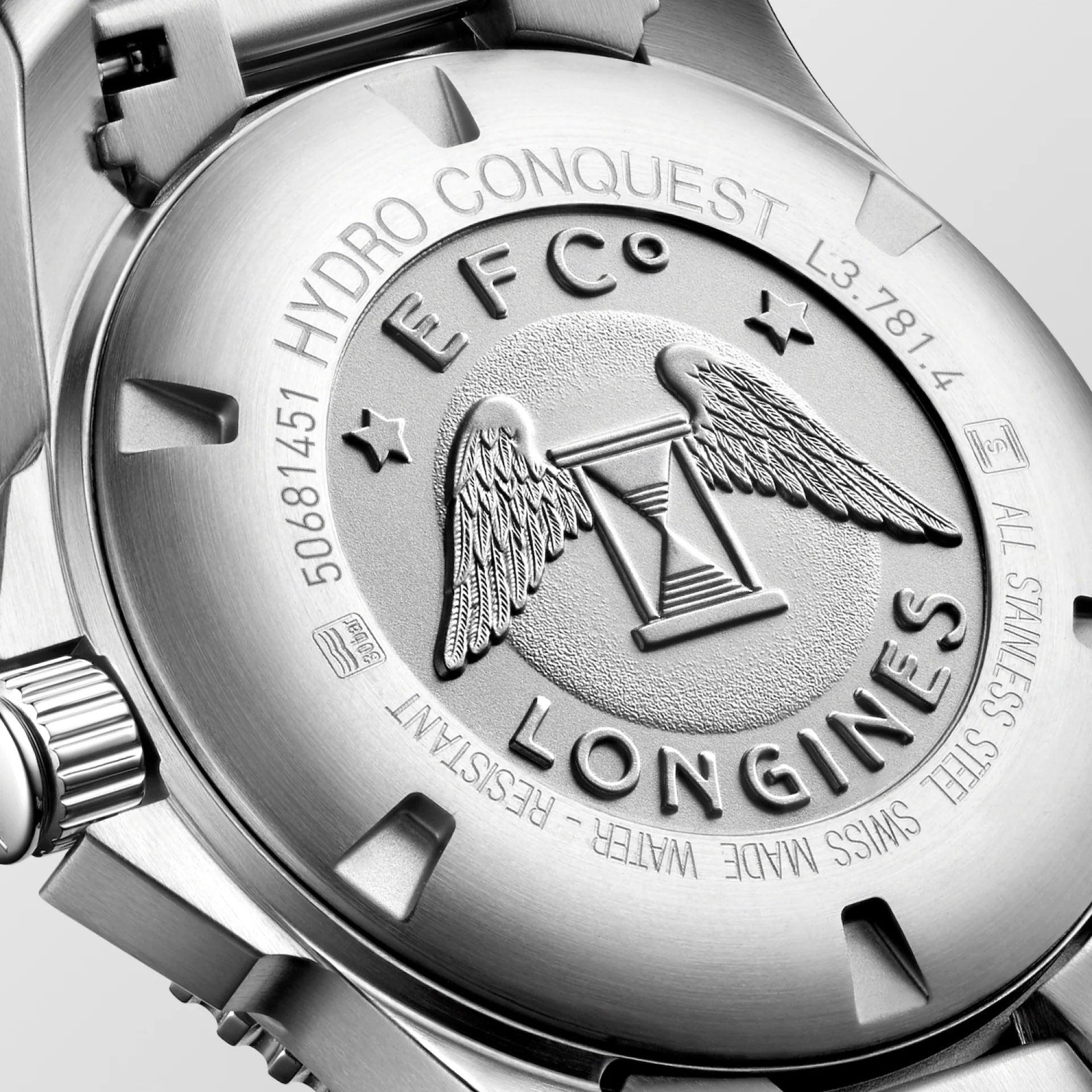 Orologio Longines Hydroconquest 41 mm: quadrante argento, logo e corona laterale