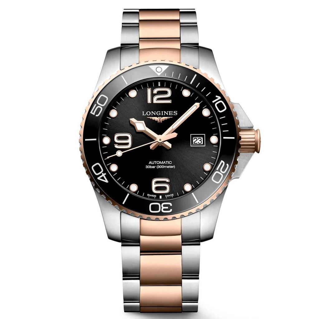 Orologio HydroConquest 43mm automatico con cinturino in acciaio bicolore e quadrante nero