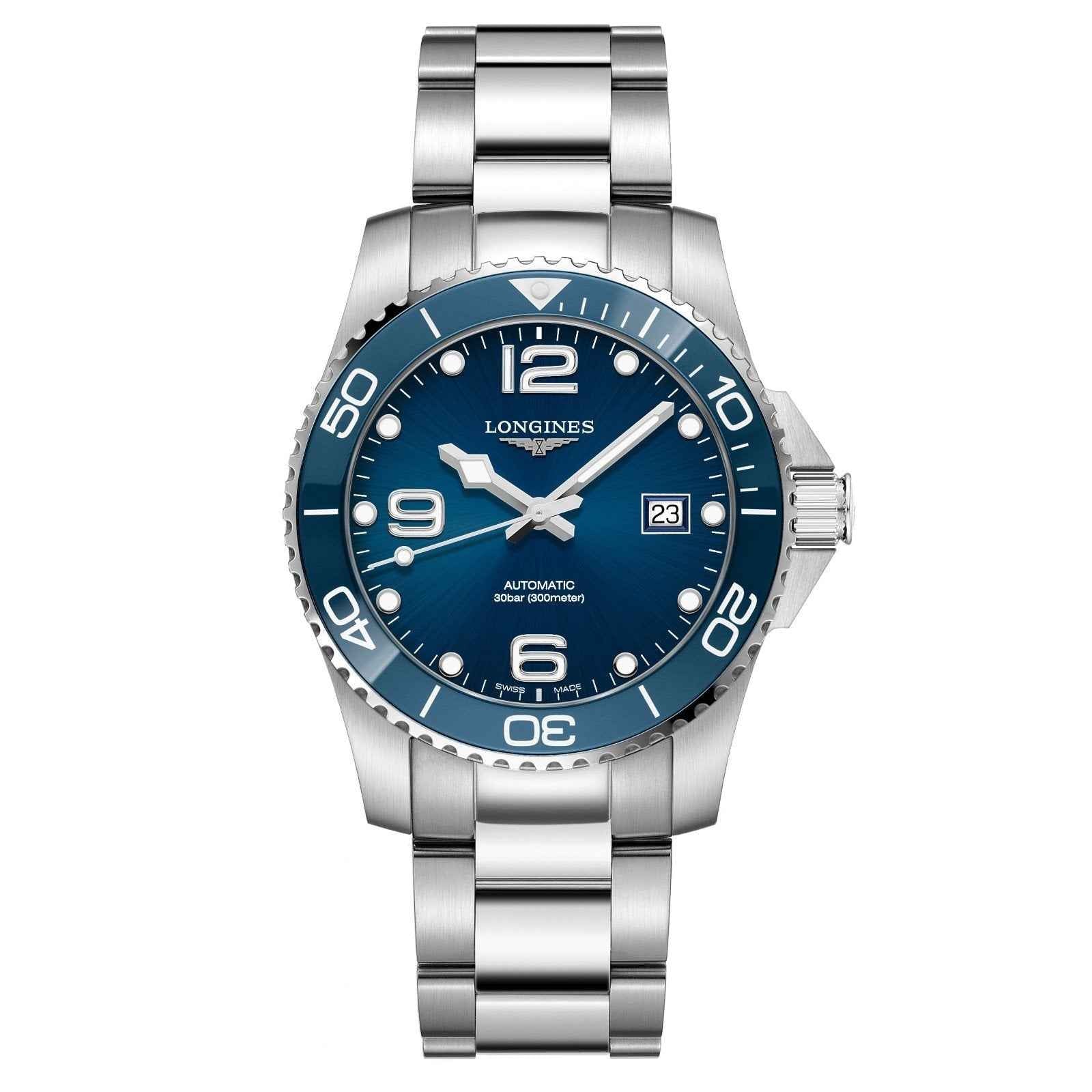 Orologio Longines HydroConquest 41 mm blu con bracciale acciaio, lunetta ceramica