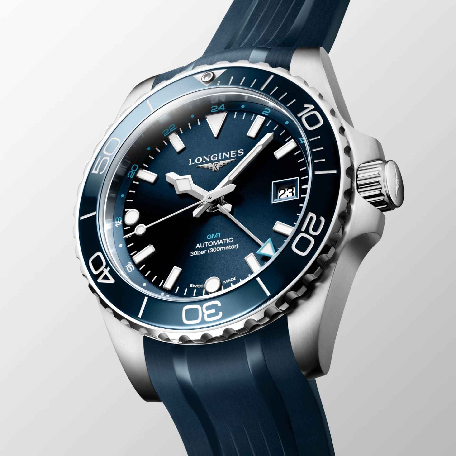 Orologio Longines Hydroconquest GMT 41mm con quadrante blu e datario 24
