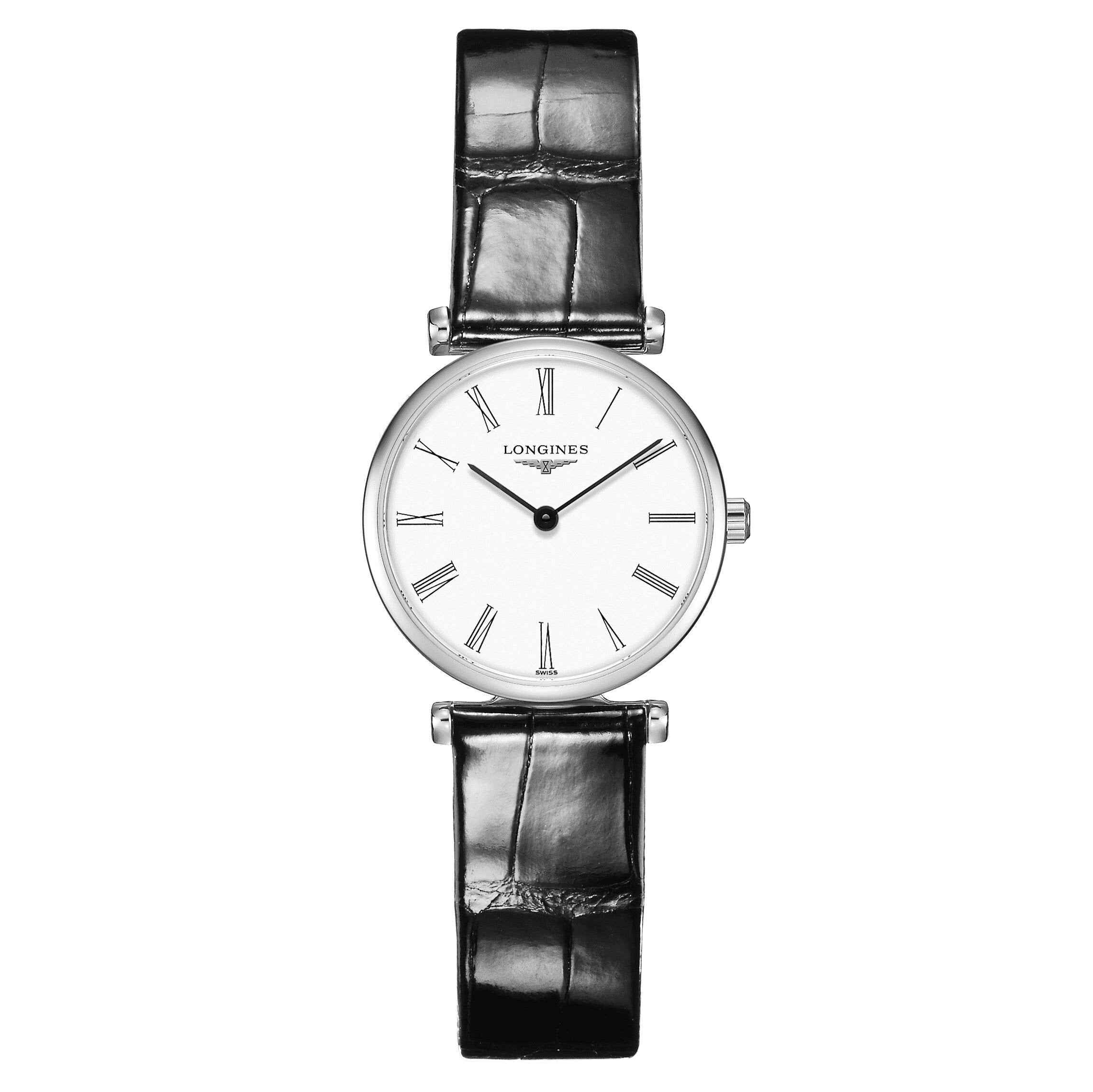 Orologio Longines La Grande Classique 24 mm, quadrante bianco, cinturino nero, acciaio, quarzo