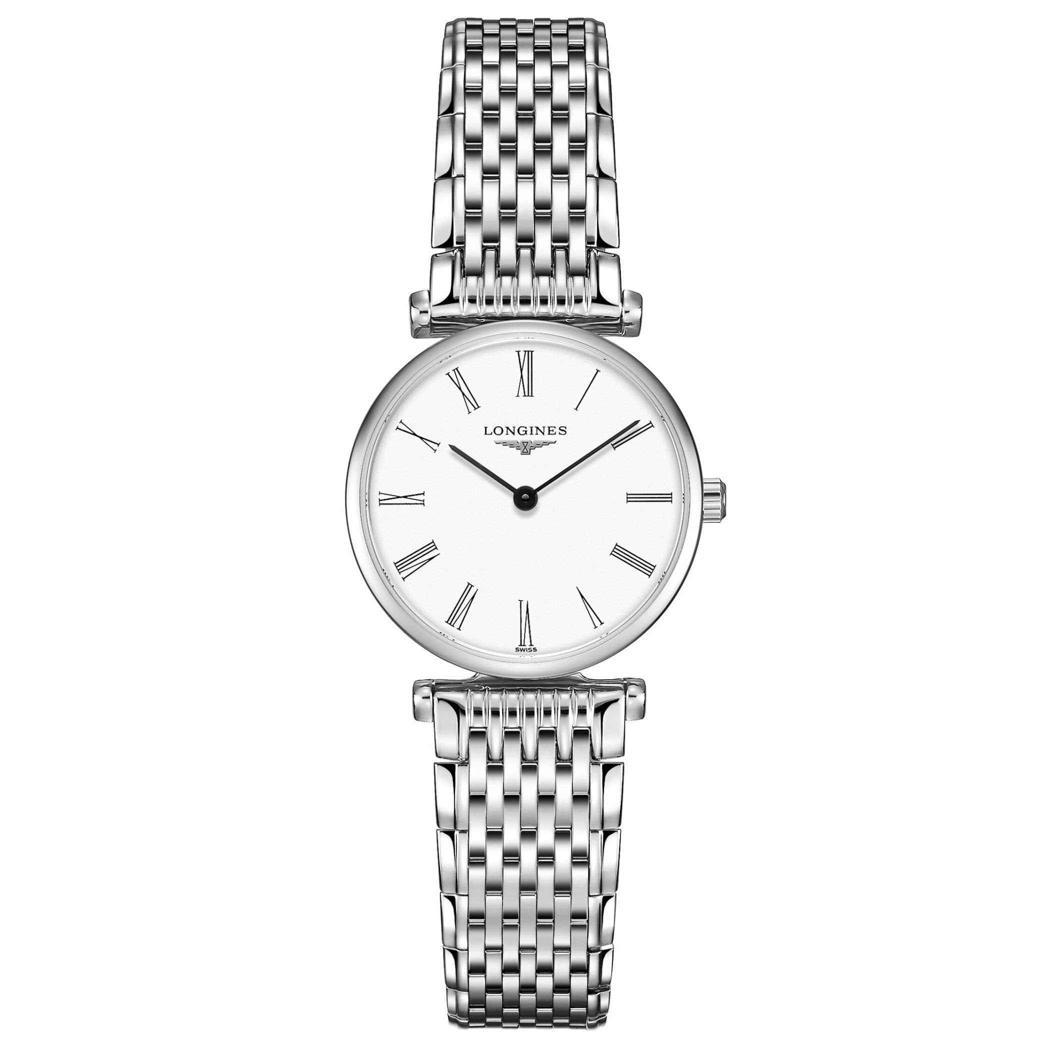 Orologio Longines La Grande Classique 24mm in acciaio, quadrante bianco, cinturino maglia